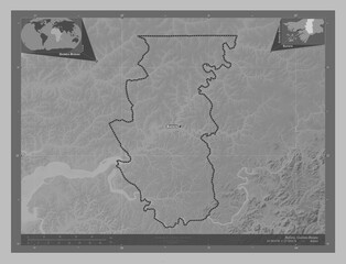 Bafata, Guinea-Bissau. Grayscale. Labelled points of cities