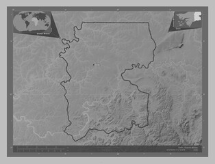 Gabu, Guinea-Bissau. Grayscale. Labelled points of cities