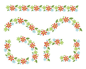 Set of flower ruler, blanks for decoration. set of vector floral elements. Floral elements for decorating your design. vector eps10