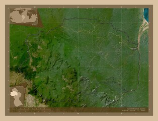 Cuyuni-Mazaruni, Guyana. Low-res satellite. Labelled points of cities