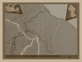 Essequibo Islands-West Demerara, Guyana. Sepia. Labelled points of cities