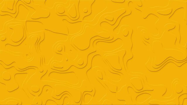 Abstract animated yellow outline topographic contour map background. 