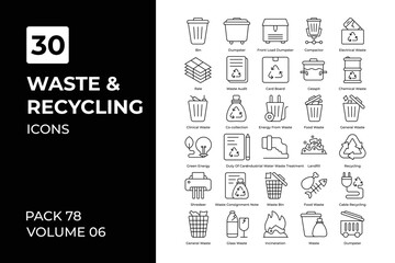 waste and recycling icons collection.