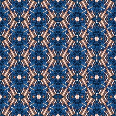 Indigo Blue white watercolor batik blur azulejos tile background. Seamless coastal blur painterly geometric mosaic effect. Patchwork masculine all over summer fashion damask repeat