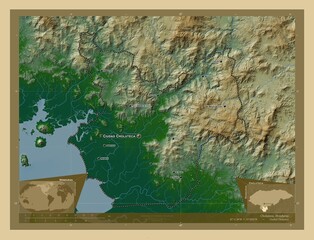 Choluteca, Honduras. Physical. Labelled points of cities