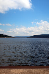 Water reservoir of pumped-storage hydroelectricity power plant located on the top of Zar mountain. Miedzybrodzie Zywieckie, Poland