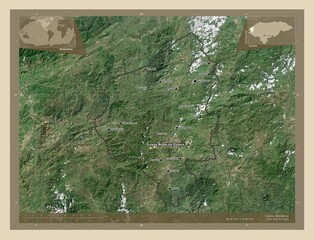 Copan, Honduras. High-res satellite. Labelled points of cities