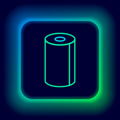 Glowing neon line Paper towel roll icon isolated on black background. Colorful outline concept. Vector