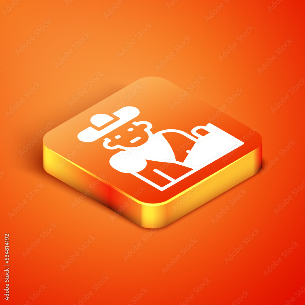 Wall mural isometric spain bullfight, matador icon isolated on orange background. traditional spanish entertain