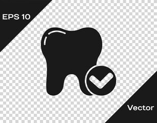 Black Tooth whitening concept icon isolated on transparent background. Tooth symbol for dentistry clinic or dentist medical center. Vector