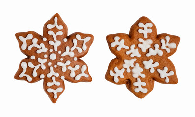 Fototapeta na wymiar Decorated gingerbread stars isolated on white background