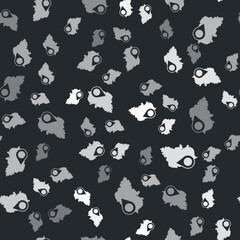 Grey South Korea map icon isolated seamless pattern on black background. Vector