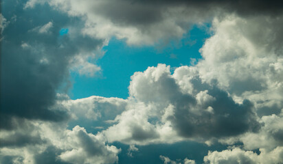 White clouds in the day. Fluffy clouds and blue sky