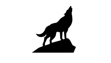 wolf silhouette - obrazy, fototapety, plakaty