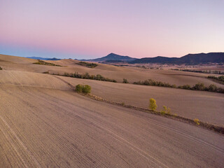 Lizoain Valley and Peña Izaga at sunset