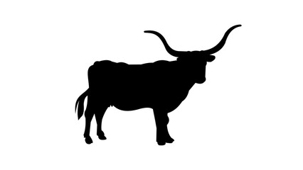 Cow with big horns silhouette