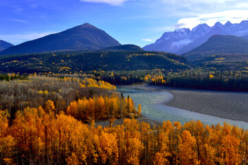 Canadian Landscape with River and Mountains