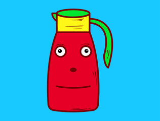 Kawaii or Doodle Collection, Home Appliances decorated with Facial Expression Emoticons