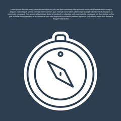 Blue line Compass icon isolated on blue background. Windrose navigation symbol. Wind rose sign. Vector