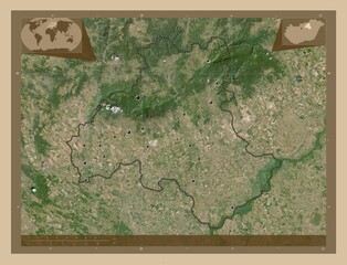 Heves, Hungary. Low-res satellite. Major cities