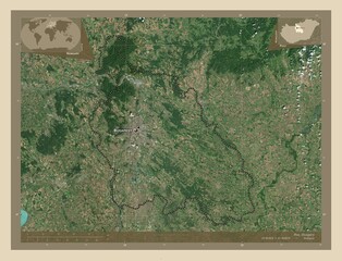 Pest, Hungary. High-res satellite. Labelled points of cities