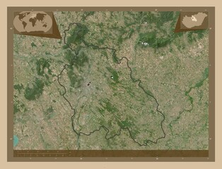 Pest, Hungary. Low-res satellite. Major cities
