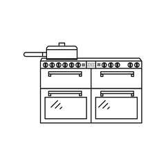 Oven with four door sign. Frying pan on oven sign eps ten