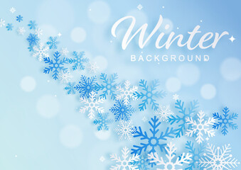 Naklejka na ściany i meble Snowflakes design for winter with snowflakes paper cut style on color background