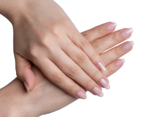 Pretty woman hands with settle manicure