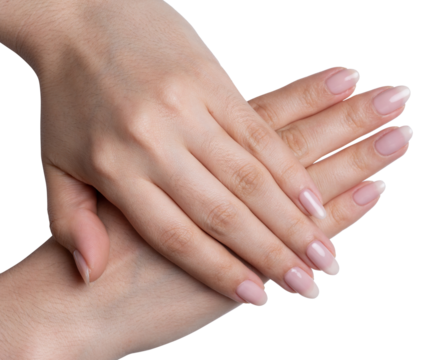 Pretty woman hands with settle manicure