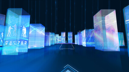  city cyberspace digital technology, 3d rendering