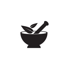 mortar and pestle icon logo vector design template