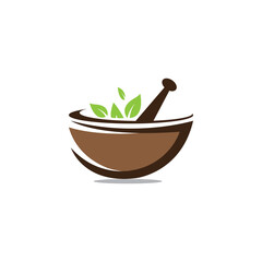 mortar and pestle icon logo vector design template