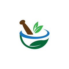 mortar and pestle icon logo vector design template