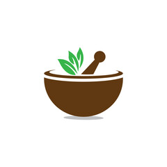 mortar and pestle icon logo vector design template