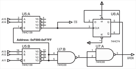 Vector electrical circuit with microchips (trigger, logic elements, decoder).