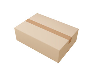 Cardboard or carton realistic delivery boxes with scotch tape and labels.