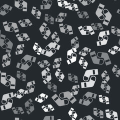 Grey Socks icon isolated seamless pattern on black background. Vector
