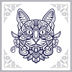 Cat head mandala arts isolated on white background