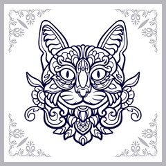 Cat head mandala arts isolated on white background