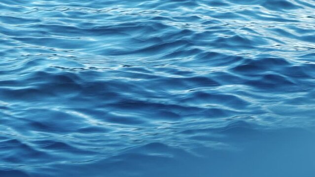 Slow motion sea surface. Blue sea waves