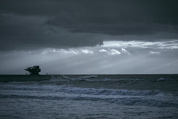 Seascape with sunbeams
