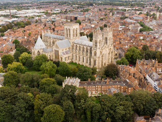 Naklejka premium An aerial view of York Minster and the surrounding historic area