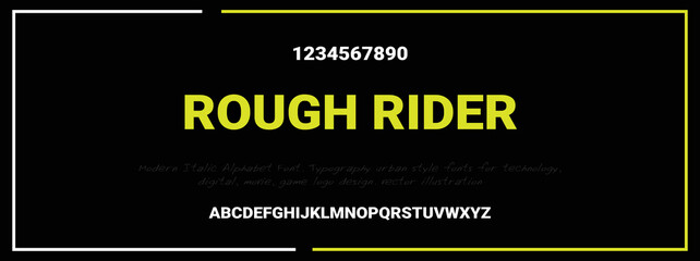 Modern Bold Font. Regular Italic Number Typography urban style alphabet fonts for fashion, sport, technology, digital, movie, logo design, vector illustration