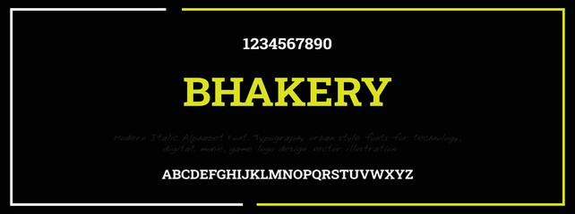 Modern Bold Font. Regular Italic Number Typography urban style alphabet fonts for fashion, sport, technology, digital, movie, logo design, vector illustration