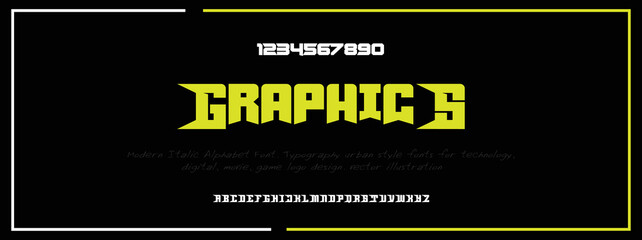 Modern Bold Font. Regular Italic Number Typography urban style alphabet fonts for fashion, sport, technology, digital, movie, logo design, vector illustration