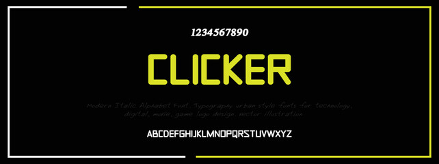  CLICKER Elegant alphabet letters font and number. Classic Lettering Minimal Fashion Designs. Typography modern serif fonts decorative vintage design concept. vector illustration