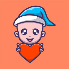 cute baby holding locve icon vector illustration 