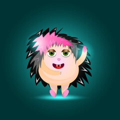 Hedgehog with pink hair card 