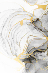 Marble ink abstract art from meticulous original painting abstract background . Painting was painted on high quality paper texture to create smooth marble background pattern of ombre alcohol ink . © InfiniteFlow